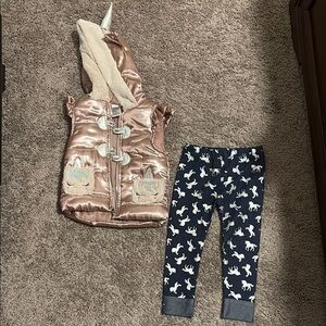 Unicorn Print Kids Vest And Leggings